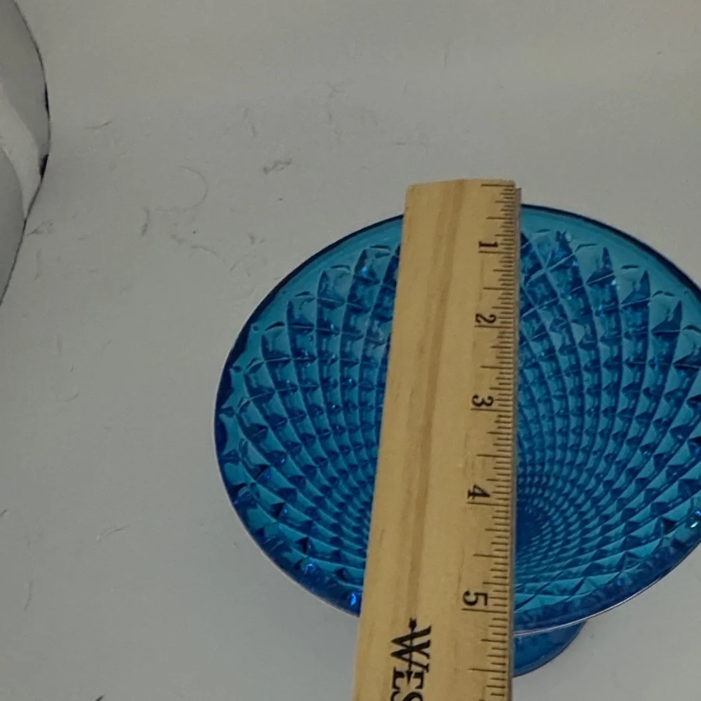 Blue Glass Diamond Pattern Candy Dish - Picture 5 of 5